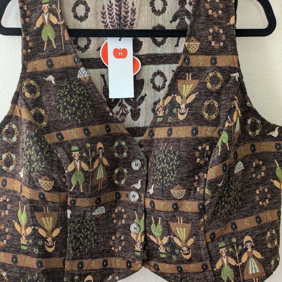 NWT Cider Jacquard Cottagecore Print Vest Top and Mini Skirt Set sz 1XL - Picture 3 of 13